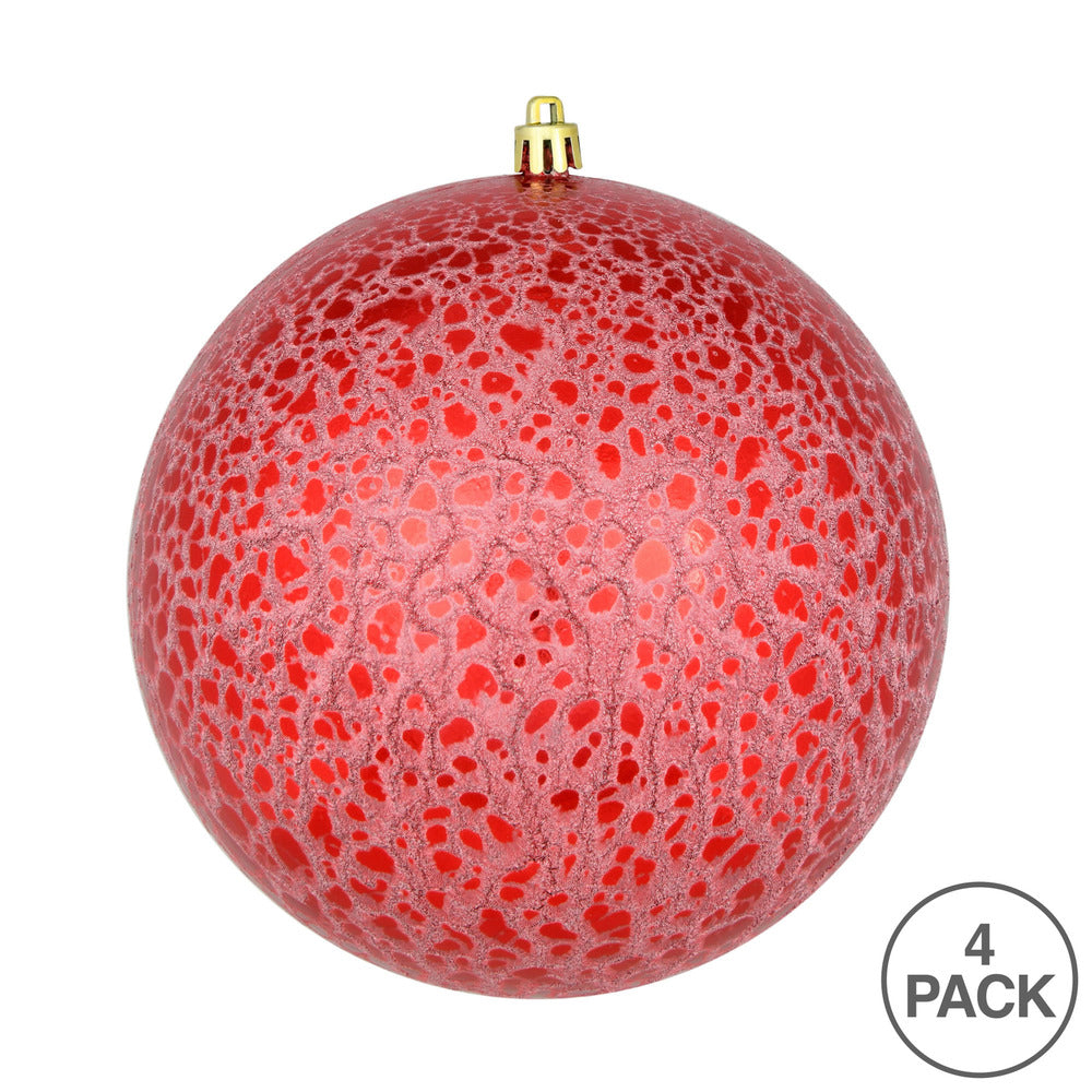 Red --- Drilled Crackle Finish Ball Ornament -- Various Sizes by Vickerman®