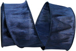 Load image into Gallery viewer, Florist Basics Dupioni Supreme Wired Edge Ribbon in Navy, 2½ inch wide by 10 yards, featuring a luxurious faux dupioni weave and sturdy wired edges perfect for wreaths, bows, and seasonal décor.
