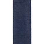 Load image into Gallery viewer, Detailed close-up of the Navy Dupioni wired ribbon highlighting the premium faux silk texture and professional stitched wired edge.
