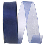 Load image into Gallery viewer, Chiffon Mono Sheer Ribbon -- Navy Color --- Various Sizes
