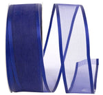 Load image into Gallery viewer, Charlize sheer satin wired edge ribbon spool in navy color. Available in multiple widths for gift wrapping, floral design, weddings, and craft projects.
