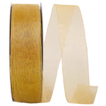 Load image into Gallery viewer, Chiffon Mono Sheer Ribbon -- Old Gold Color --- Various Sizes
