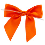 Load image into Gallery viewer, Satin Twist Tie Bows -- Various Sizes --- 100 or 50 Pieces p/pack,  Orange
