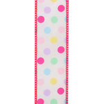 Load image into Gallery viewer, Easter Ribbons -- Aspirin Pastel Multi Dot Wire Edge Ribbon -- Pink -- Various Sizes
