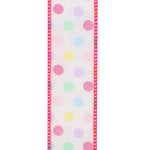 Load image into Gallery viewer, Easter Ribbons -- Aspirin Pastel Multi Dot Wire Edge Ribbon -- Pink -- Various Sizes
