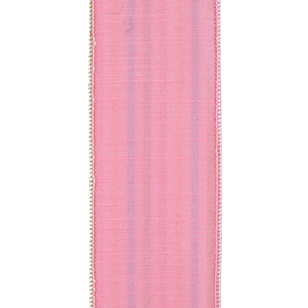 Easter Ribbons -- Candy Stripe Seersucker Decor Wired Edge Ribbon -- Various Sizes --- Pink Color
