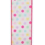 Load image into Gallery viewer, Easter Ribbons -- Aspirin Pastel Multi Dot Wire Edge Ribbon -- Pink -- Various Sizes
