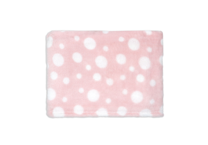Dotted Flannel Fleece Baby Blanket, 30 x 36 in, Pink & White Color