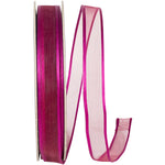 Load image into Gallery viewer, Charlize sheer satin wired edge ribbon spool in plum color. Available in multiple widths for gift wrapping, floral design, weddings, and craft projects.
