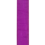 Load image into Gallery viewer, Reverse close-up of the Florist Basics Plum Dupioni ribbon displaying its durable woven polyester construction and reinforced wired edge.
