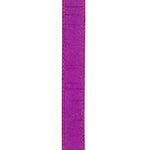 Load image into Gallery viewer, Close-up front view of the Florist Basics Plum Dupioni wired ribbon showing its elegant faux silk slub texture and color-matched stitched wired edges.
