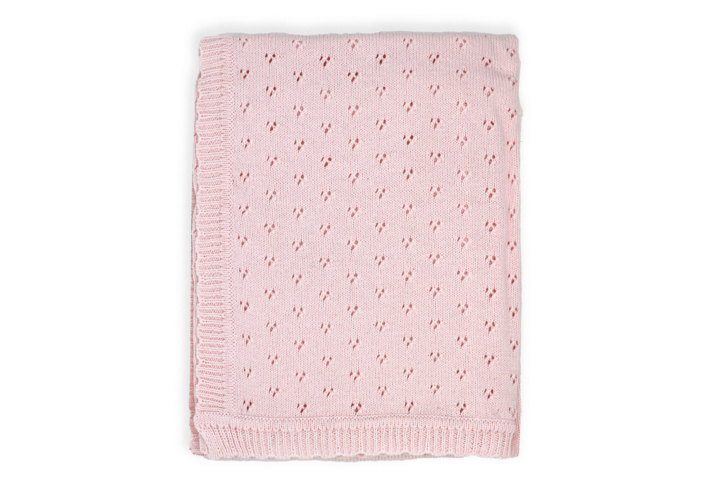 Pointelle Baby Blanket -- 30 x 40 in - Pink Color