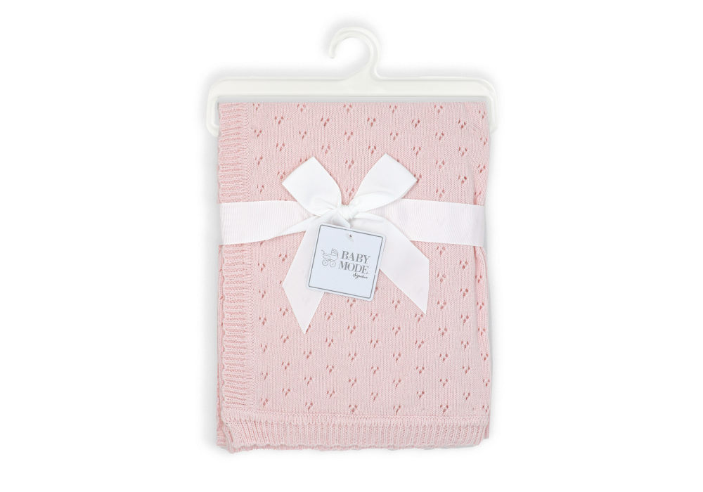 Pointelle Baby Blanket -- 30 x 40 in - Pink Color