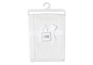 Pointelle Baby Blanket -- 30 x 40 in - White Color