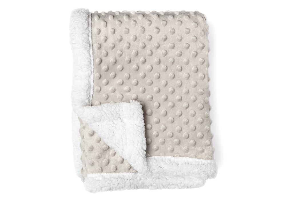 Popcorn Sherpa Baby Blanket -- 30 x 40 in - Grey Color