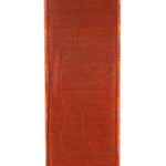 Load image into Gallery viewer, Back view of 2½ inch Pumpkin Embroidered Plaid Wired Edge Ribbon showing the dupioni backing and wired edge construction.
