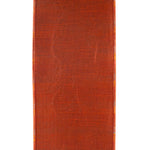 Load image into Gallery viewer, Back view of 4 inch Pumpkin Embroidered Plaid Wired Edge Ribbon showing the dupioni backing and wired edges.
