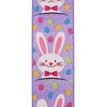 Load image into Gallery viewer, Easter Ribbons -- 2.5 in x 10 yards --- Bunny Face Multi Egg Wire Edge Ribbon -- Purple Color
