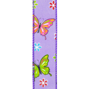 Butterflies & Bees Design - Wire Edge Ribbon -- Purple -- Various Sizes