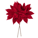 Load image into Gallery viewer, Red Color - Poinsettia Velvet Stem - Artificial Flower Christmas Decoration --- 18” Bloom / 21.5” Length --- 2 per Bag --- by Vickerman®
