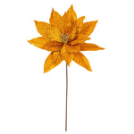 Load image into Gallery viewer, Gold Color - Poinsettia Velvet Stem - Artificial Flower Christmas Decoration --- 18” Bloom / 21.5” Length --- 2 per Bag --- by Vickerman®
