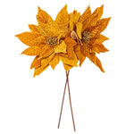 Load image into Gallery viewer, Gold Color - Poinsettia Velvet Stem - Artificial Flower Christmas Decoration --- 18” Bloom / 21.5” Length --- 2 per Bag --- by Vickerman®
