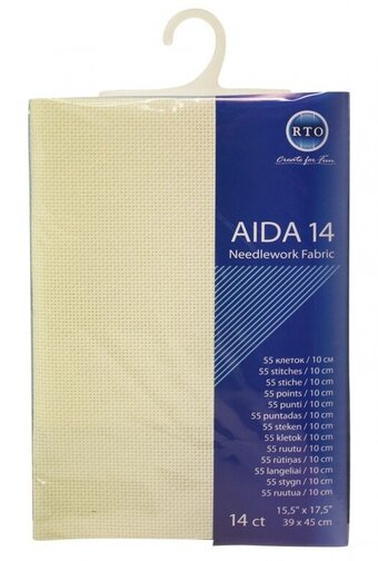 14 Count --- Ecru Color --- AIDA 14 -- Pre-cut Needlework Fabric --- 15.5in x 17.5in  by RTO®