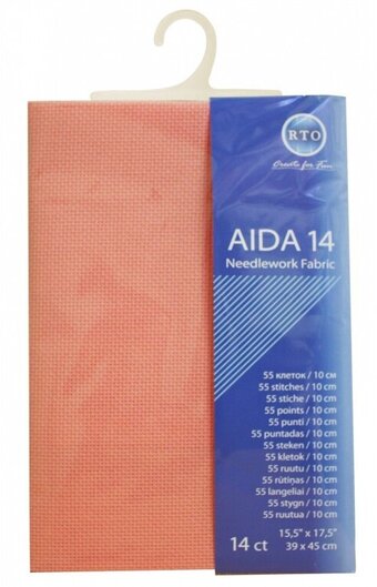 14 Count --- Pink Color --- AIDA 14 -- Pre-cut Needlework Fabric --- 15.5in x 17.5in  by RTO®