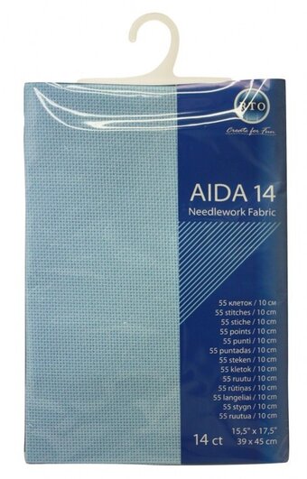 14 Count --- Light Blue Color --- AIDA 14 -- Pre-cut Needlework Fabric --- 15.5in x 17.5in  by RTO®
