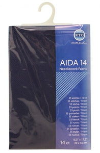 14 Count --- Black Color --- AIDA 14 -- Pre-cut Needlework Fabric --- 15.5in x 17.5in  by RTO®
