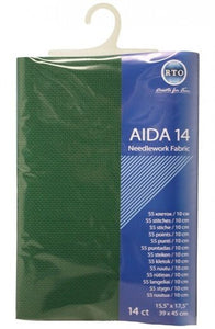 14 Count --- Green Color --- AIDA 14 -- Pre-cut Needlework Fabric --- 15.5in x 17.5in  by RTO®