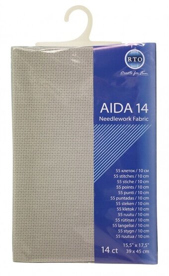 14 Count --- Grey Color --- AIDA 14 -- Pre-cut Needlework Fabric --- 15.5in x 17.5in  by RTO®