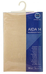 14 Count --- Beige Color --- AIDA 14 -- Pre-cut Needlework Fabric --- 15.5in x 17.5in  by RTO®