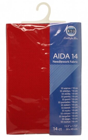 14 Count --- Red Color --- AIDA 14 -- Pre-cut Needlework Fabric --- 15.5in x 17.5in  by RTO®