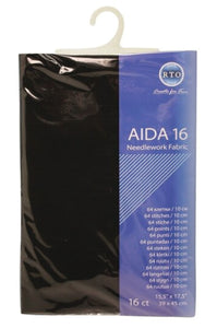 16 Count --- Black Color --- AIDA 16 -- Pre-cut Needlework Fabric --- 15.5in x 17.5in  by RTO®