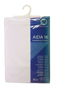 16 Count --- White Color --- AIDA 16 -- Pre-cut Needlework Fabric --- 15.5in x 17.5in  by RTO®