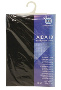 18 Count -- Black Color --- AIDA 18 -- Pre-cut Needlework Fabric --- 15.5in x 17.5in by RTO®