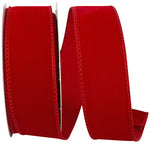 Load image into Gallery viewer, Outdoor Ribbon --- 1-1/2 inch  x  10 yards - Value Velvet Wired Edge Ribbon -- Red Color
