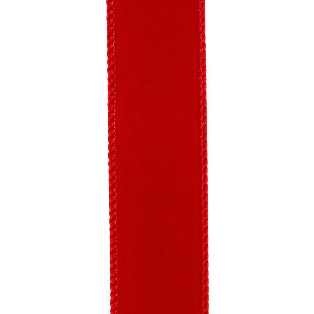 Outdoor Ribbon --- 1-1/2 inch  x  10 yards - Value Velvet Wired Edge Ribbon -- Red Color