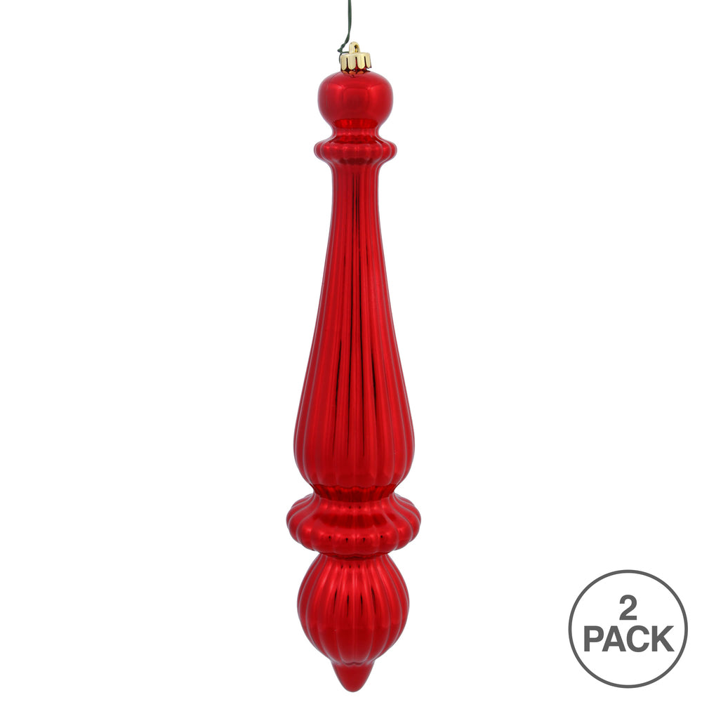 14" -- Red Shiny -- Finial Drop Ornament (Pack of 2) by Vickerman®