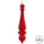 Load image into Gallery viewer, 14&quot; -- Red Shiny -- Finial Drop Ornament (Pack of 2) by Vickerman®
