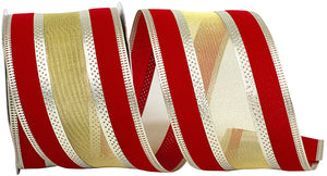 Outdoor Ribbon --- 2 ½ inch -  Red Color - Spirit Holiday Overlay Wired Edge Ribbon, Various Yard Lengths