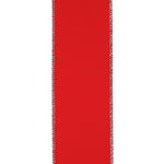 Load image into Gallery viewer, Outdoor Ribbon --- 1-1/2 inch  x  10 yards - Value Velvet Wired Edge Ribbon -- Red / Silver Color
