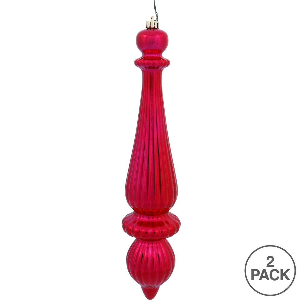 14" -- Red Matte -- Finial Drop Ornament (Pack of 2) by Vickerman®