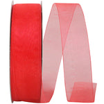 Load image into Gallery viewer, Chiffon Mono Sheer Ribbon -- Red Color --- Various Sizes
