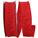 Load image into Gallery viewer, Full roll of Florist Basics Dupioni Supreme Wired Edge Ribbon in Red, 1½ inch wide by 20 yards, ideal for wreath making, floral designs, holiday decorating, and elegant gift wrapping.
