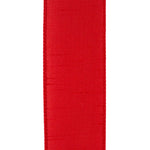 Load image into Gallery viewer, Reverse view of the Florist Basics Dupioni Supreme Red ribbon showing its durable polyester weave and color-matched wired edge construction.
