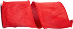 Load image into Gallery viewer, Extra-wide Florist Basics Dupioni Supreme Wired Edge Ribbon in vibrant Red, 4 inches wide by 10 yards, designed for oversized bows, tree toppers, luxury gift packaging, and event décor.
