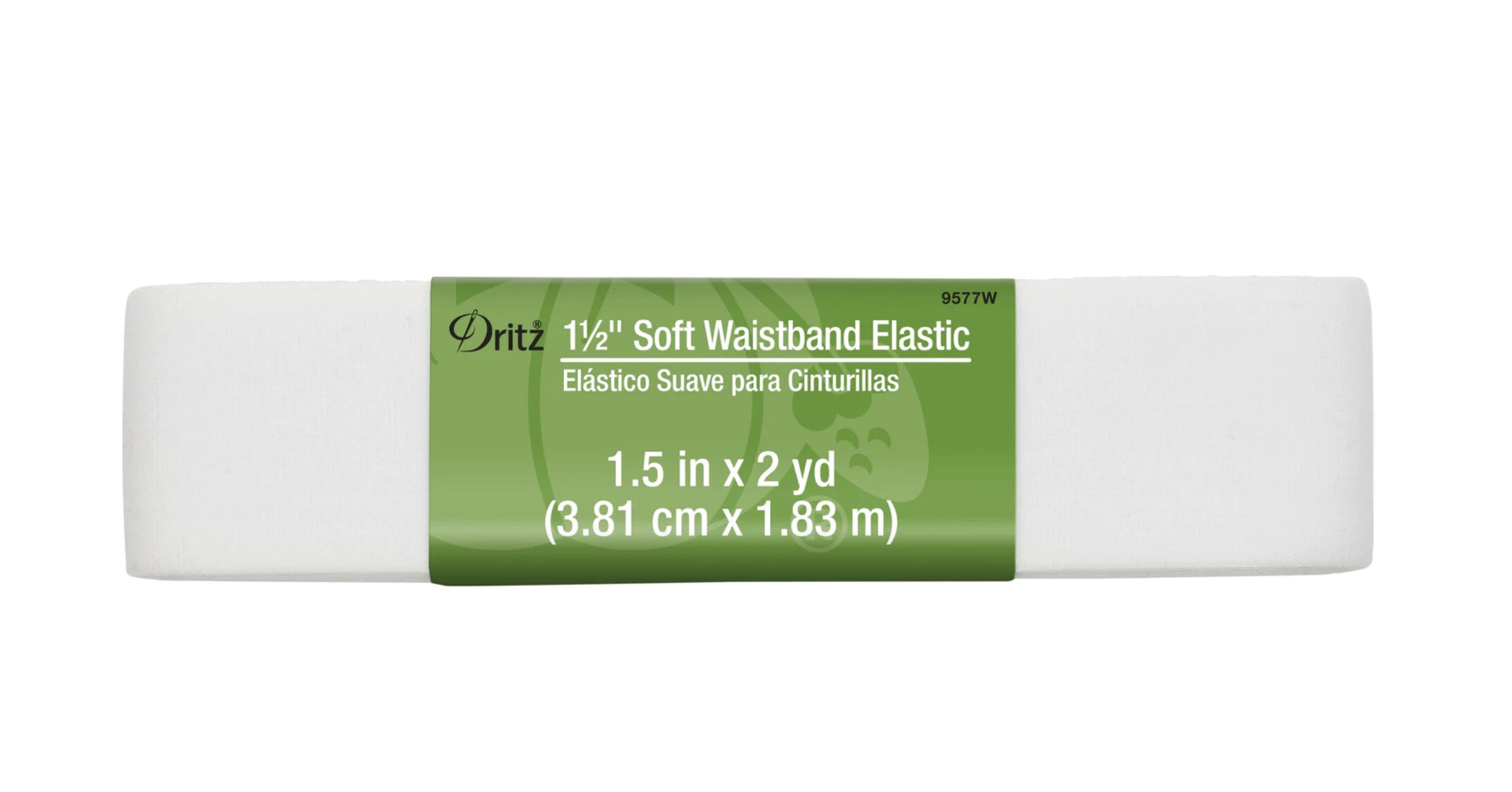White Soft Waistband Elastic (1.5 in x 2 yds) -- Ref. 9577W -- by Drittz®