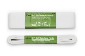 White Soft Waistband Elastic (1.5 in x 2 yds) -- Ref. 9577W -- by Drittz®